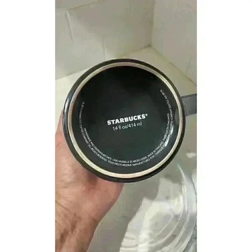 Starbucks 2013 Gray 14oz Gunmetal Embossed Iridescent Metallic Coffee Mug Cup - Picture 7 of 9